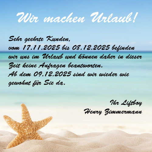 Urlaub vom 17.11. bis 08.12.2025